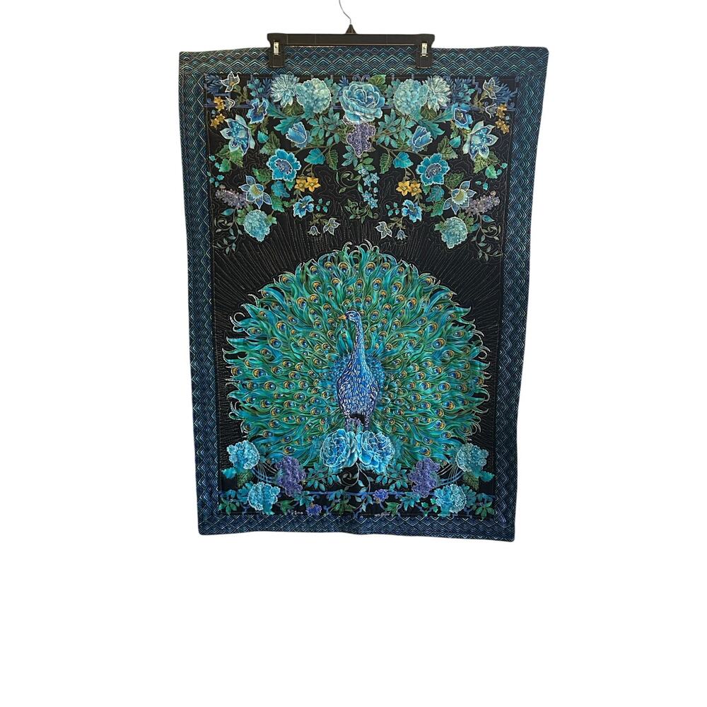 Handmade Peacock quilted embroidered wall hanging tapestry decor